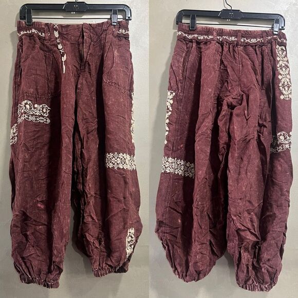 Anthropologie Embroidered Parachute Pants - Picture 3 of 9